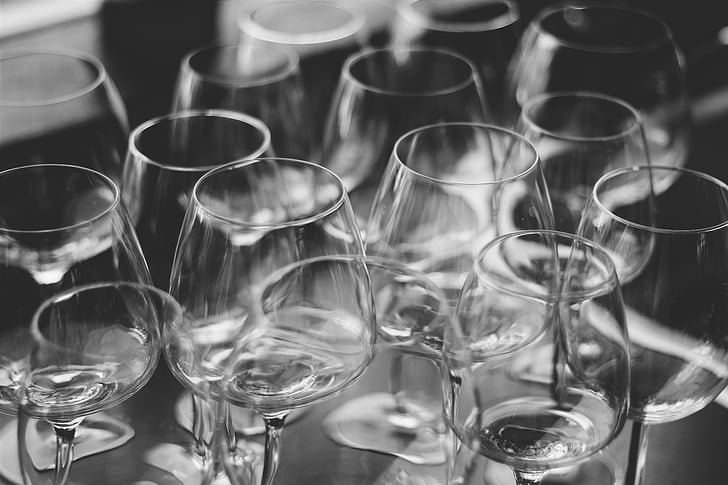 black and white, restaurant, alcohol, drinks, glass, transparent, luxury