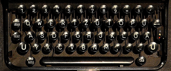 kirjutusmasin, klaviatuuri, tähed, mehaaniliselt, jätke, vana kirjutusmasin, font