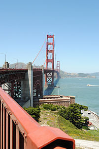 Golden gate, Bridge, San francisco, San francisco bay, California, vee, Landmark