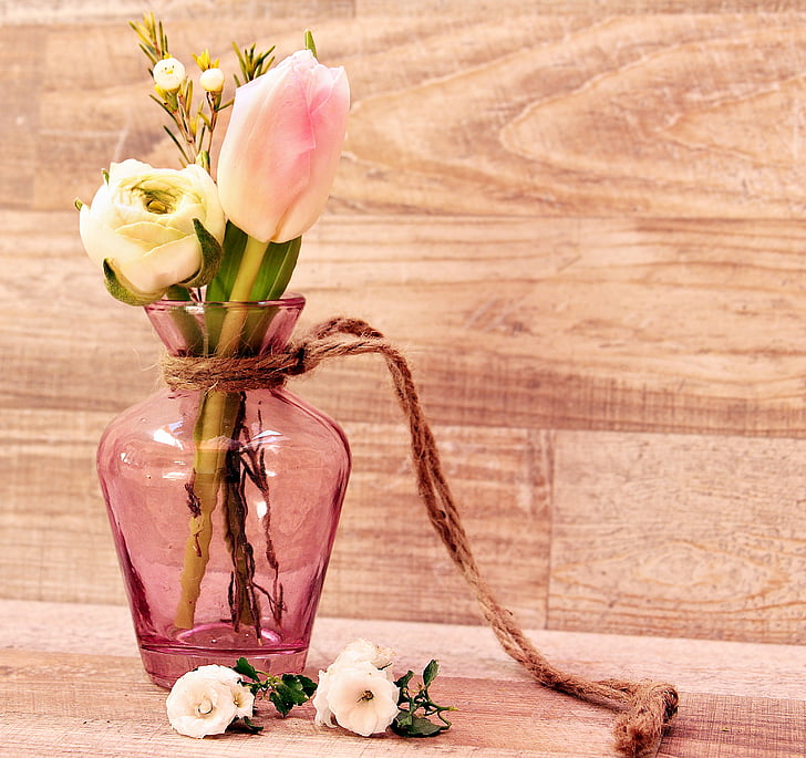 tulipes, Renoncule, vase, fleurs, vase à fleur, fleurs de printemps, printemps