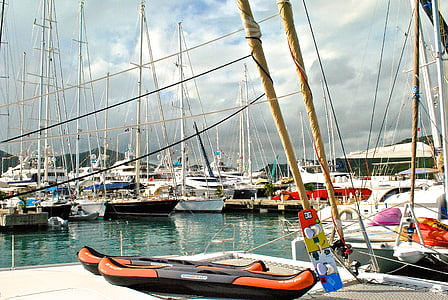 Antigua, Karibien, resor, havet, ön, båtar, Yachts