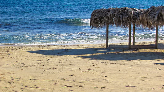 Plaża, pusty, jesień, koniec sezonu, Plaża Makronissos, Ajia napa, Cypr