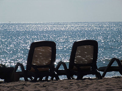 deck chair, beach, holiday, sea, water, relax, sand beach