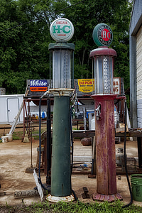 bensinpumpar, Antikviteter, Alabama, bensin, Station, historiska, historiska