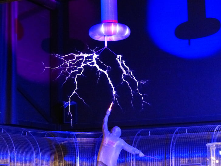 Flash, bobina de Tesla, experimento, alto voltaje, física experimental, demostración, Mostrar