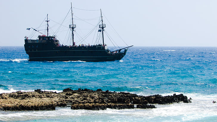 vaixell de creuer, Mar, Costa, l'estiu, horitzó, paisatge, Xipre