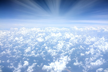 close, photo, white, nimbus, clouds, above the clouds, sky