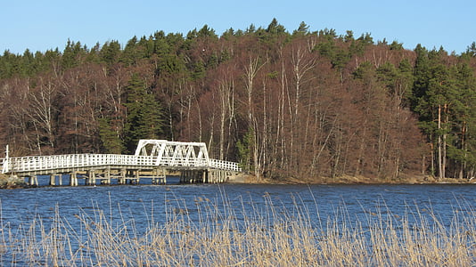 pavasarį, Suomių, ežeras, mėlyna, dangus, paplūdimys, vandens