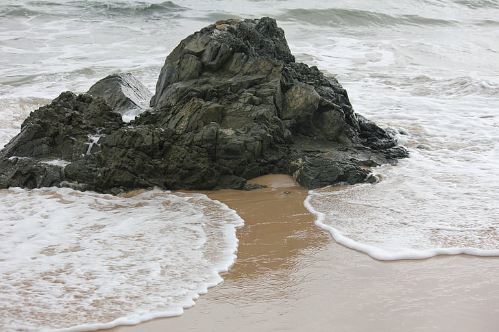 Rock, vann, sand, stranden, utendørs, strand sand, hav
