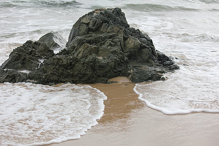 batu, air, pasir, Pantai, di luar rumah, pantai pasir, laut