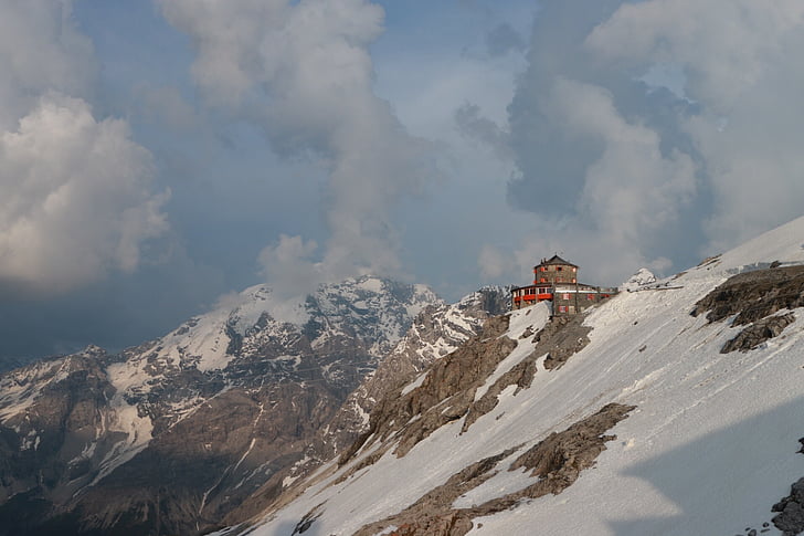 building, top, peak, mountain, alpine, hut, summit