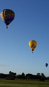 baloni, karstā gaisa baloni, debesis, lidojumu, grozs, muša, lido