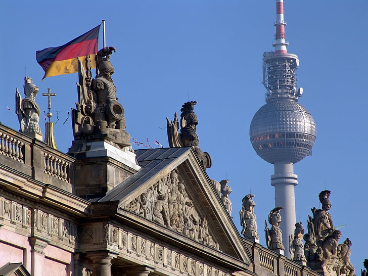 Берлин, Германия, архитектура, фасада, Телевизионната кула, Известният място, Европа
