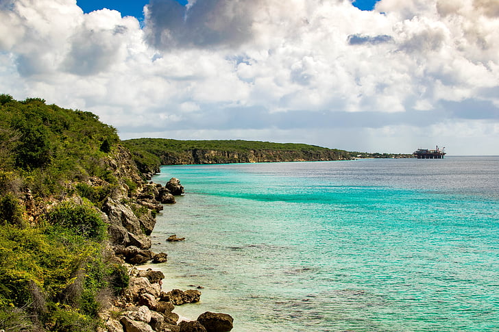 Curaçao, Curaçao, Caribe, paisagem, praia, Praia do amado, Willemstad