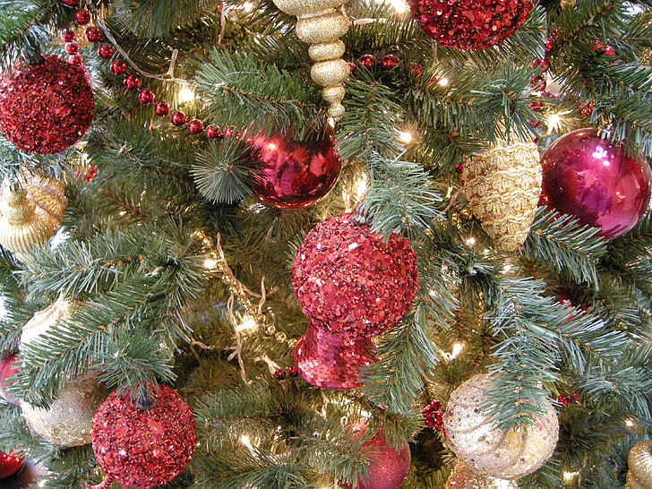 nouvel an, décoration, vacances, Christmas, rouge, arbre