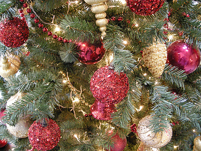 Nový rok, dekorace, svátek, Vánoční, červená, strom