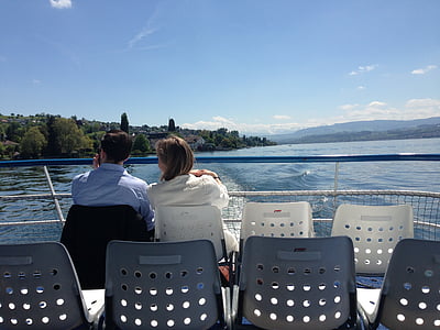 Lac, amour, Zurich, Romance, paire, botte, eau