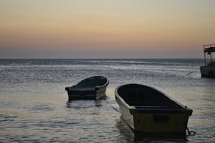 perahu, matahari terbenam, Kolombia