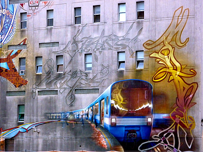 ściana, graffiti, Montreal, sztuka ulicy