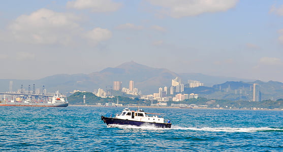 båt, Hongkong, vann, Kina, havn, skipet, transport