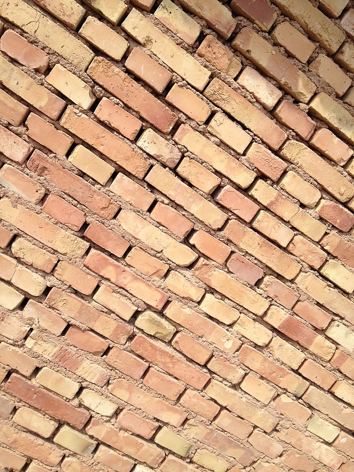red brick, wall, grain