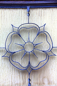 naik, bunga, Lippe rose, pintu, biru, dekorasi