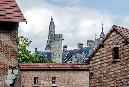 Gebäude, durch Blick, Schloss, Bornem
