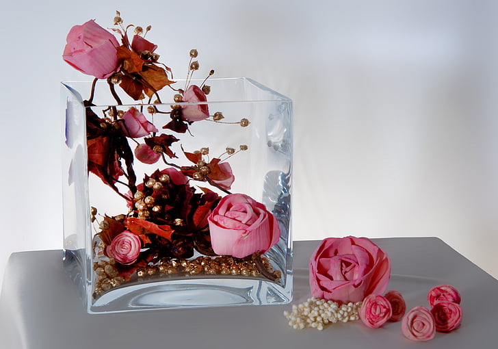 Zusammensetzung, Rosen, im Inneren einer Blume, Feier, Geschenk, Blume, Weihnachten