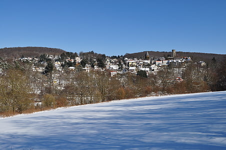 altweilnau, aldea, Alemania, Ver, panorama, paisaje, invierno