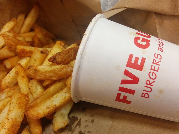 five guys, chips, burger joint, burgers