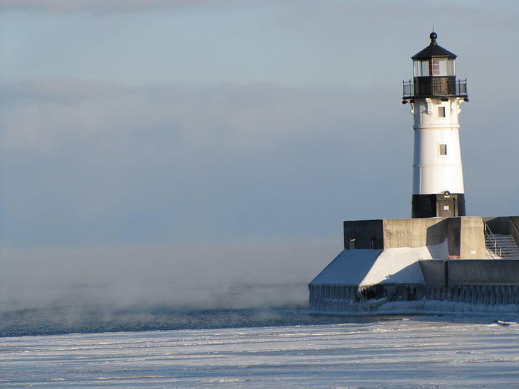 Latarnia morska, zimowe, zimno, Duluth, Minnesota