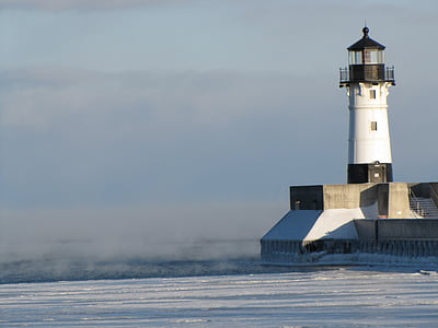 Lighthouse, talvel, külm, Duluth, Minnesota