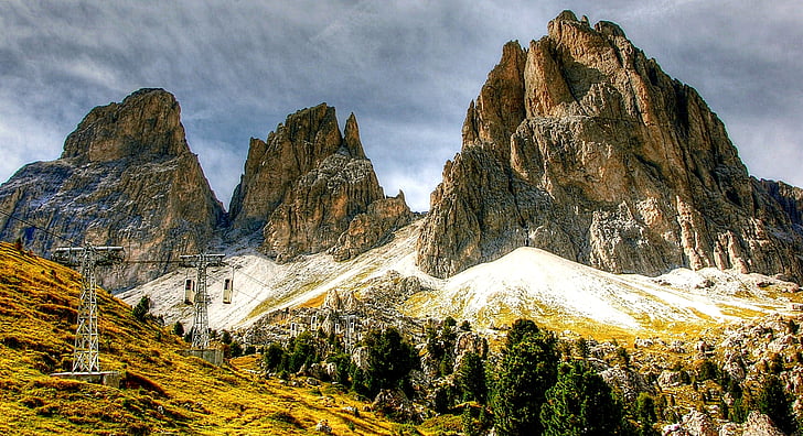 Dolomity, Val gardena, Natura, krajobraz, południowy tyrol, góry, alpejska