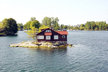 Kanada, Mille - îles, hus, ön, Residence, sjön, landskap