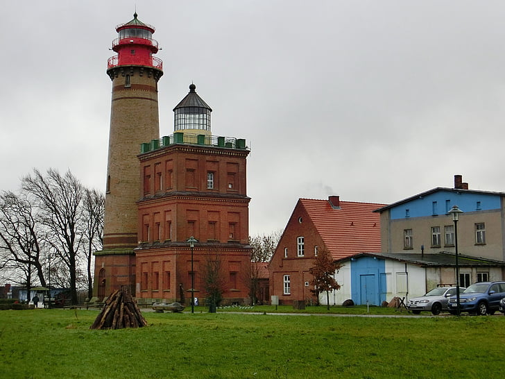 le Kap arkona, nuages, plage, Rügen, mer Baltique, phare, île de Rügen