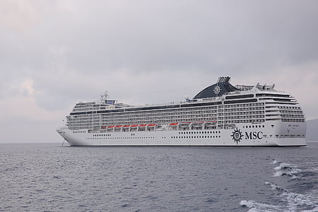 tijden, Musica cruise, Middellandse Zee, Santorini, cruise schip, zee, passagiersschip