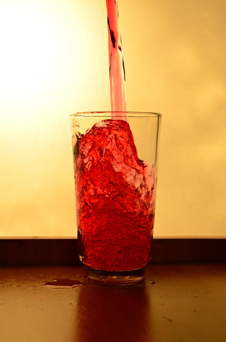glass, liquid, red, pouring, alcohol, drink, beverage