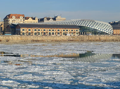 Budapešta, Ungārija, ziemas, auksti, salna, ledus, Donavas