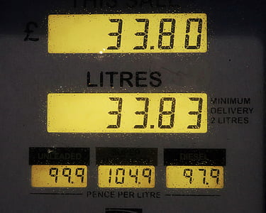 britskej libry, výdajným, plyn, čerpacia stanica, benzín, displej čerpadla