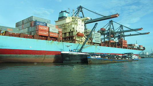Rotterdam, Coaster, barca di fiume, movimentazione, trasporto merci, contenitore di carico, trasporto