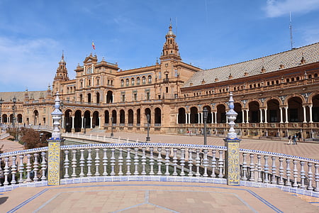 Sevilla, Plaza de españa, platser av intresse, arkitektur, historiskt sett, Andalusien, Spanien