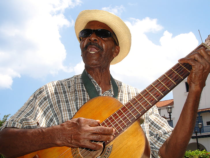 glazba, Kuba, pjevač, sunčane naočale, se javljaju, glazba, pjevanje