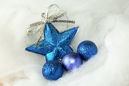 Vánoční hvězda, míč, Glitter, Krásné, lesklé, Vánoční, modrá