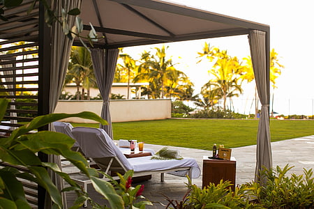 stranden, Cabana, Hawaii, hav, Tropical, stol, gresset
