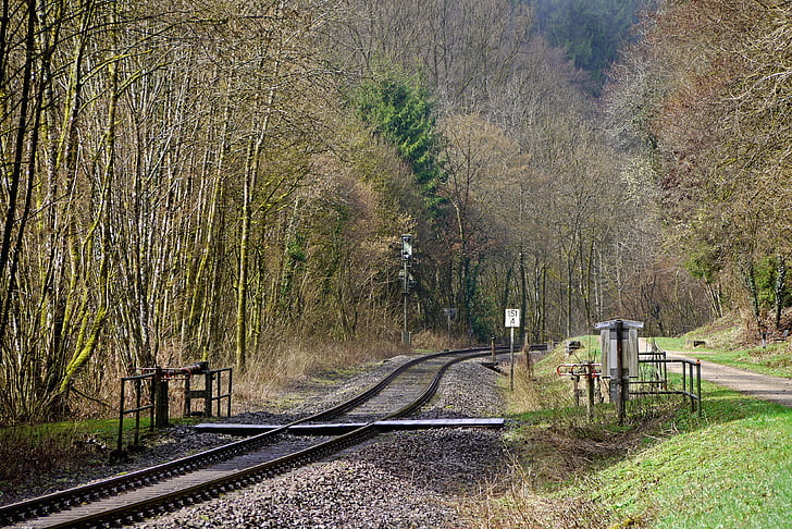 línea ferroviaria, romántica, eifel del sur, Kylltal, daufenbach, paso a nivel, eje