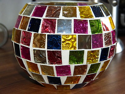 waxinelicht, lantaarn, kleurrijk glas, glaskunst, Gebrandschilderd glas glazen gevel, Kleur, helder