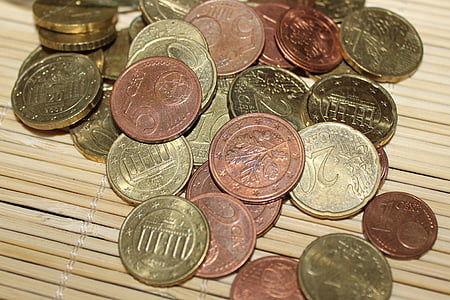 pièces de monnaie, Euro, pièce de €, des pièces de monnaie, argent, specie, centimes d’euro