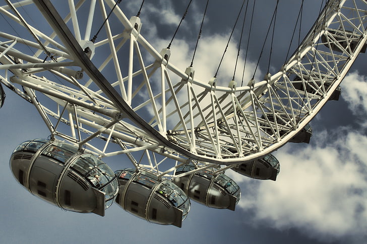 nuvens, roda gigante, olho de Londres, céu, aço, atração turística, nuvem - céu