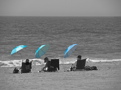 stranden, solskydd, sola, parasoll, semester, helgdagar, Ocean