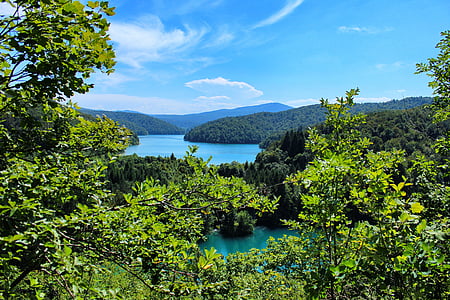 jezero, raj, Hrvatska, Plitvice, vode, krajolik, plava